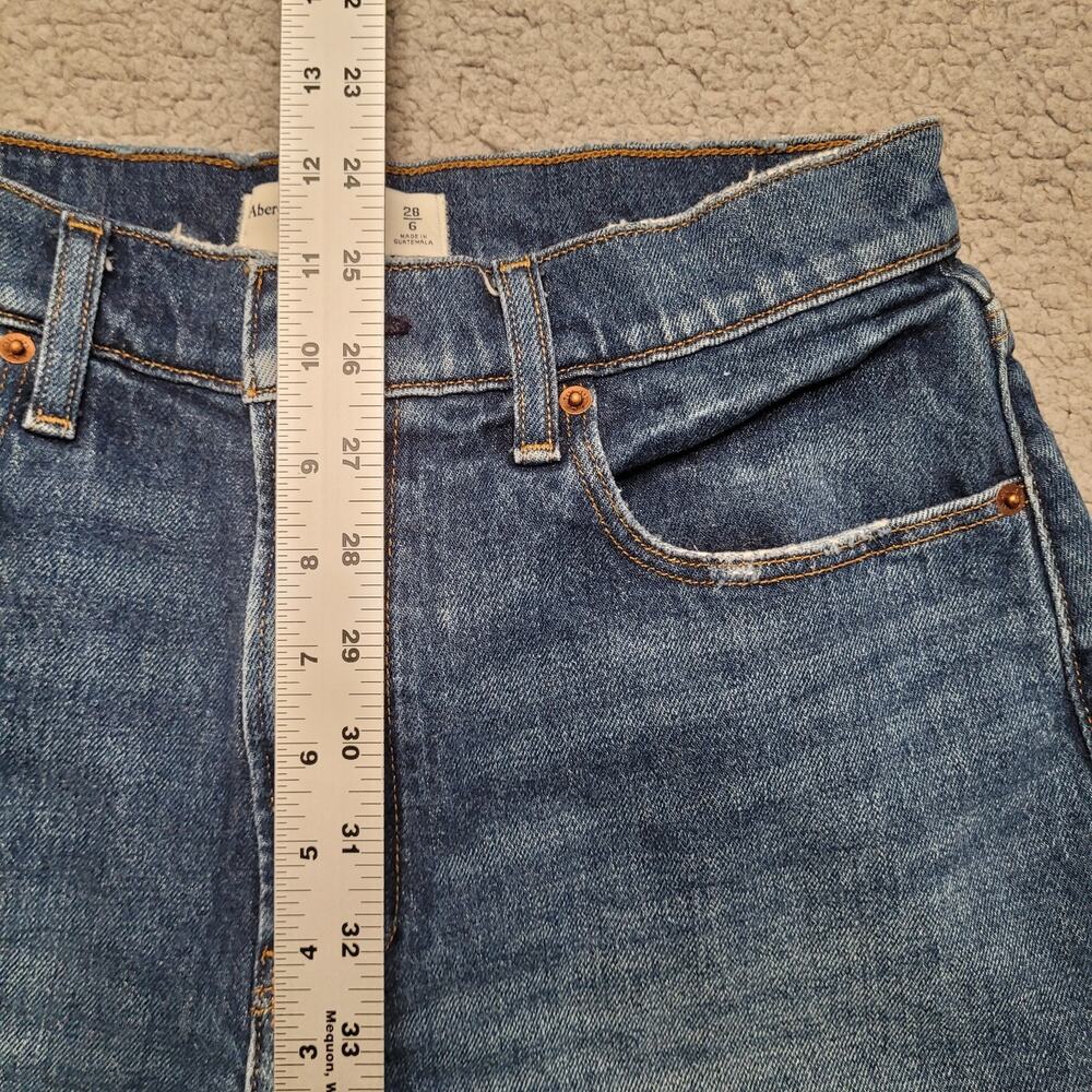 Abercrombie & Fitch Shorts 28 6 Blue Denim The Mom Short High Rise Cutoff Boho - Picture 5 of 5